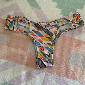 Volcom multi colored feather cheeky bikini bottom
